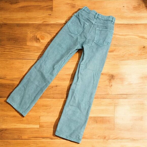 Zara Marine High Rise Straight Denim Green Seafoam Jeans 0 Mom 90s - Picture 3 of 8